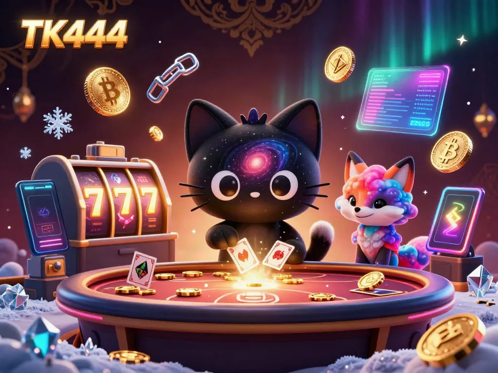 Immerse in the TK444 casino experience with vibrant slot games and cosmic characters.