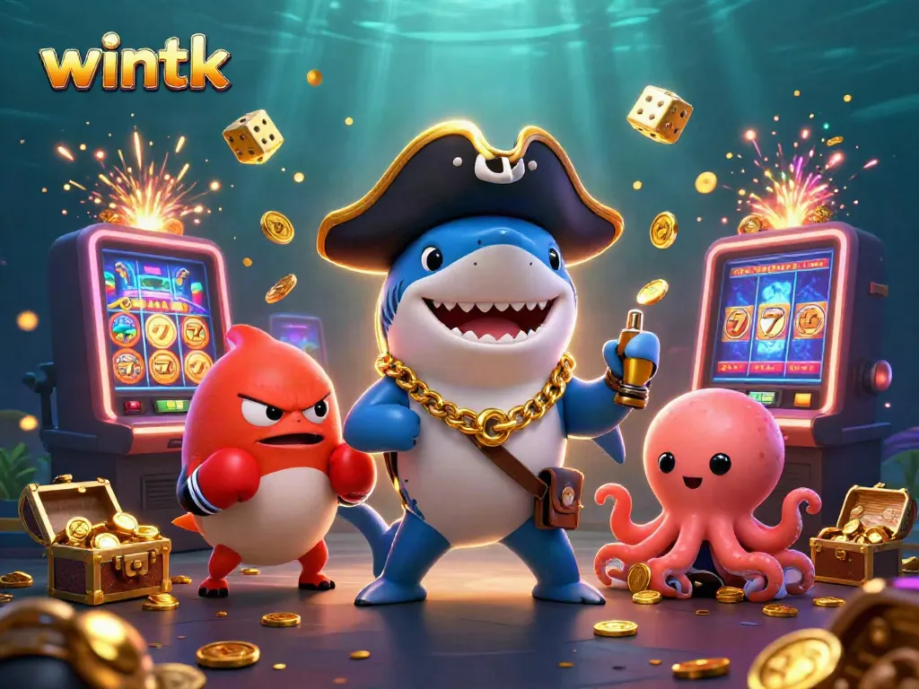 Catch the excitement of wintk with vibrant characters celebrating big wins at a slot machine!