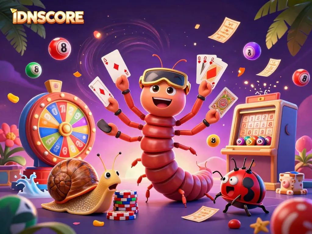 Join the excitement at IDNSCORE with a vibrant 3D casino scene full of engaging characters and dynamic game elements.