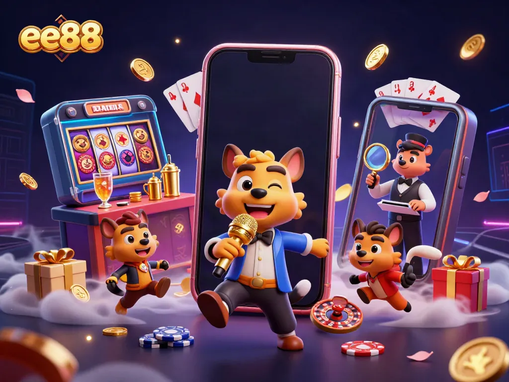 Enjoy dynamic gameplay at ee88 with cartoon hyenas in a lively casino scene full of vibrant action.