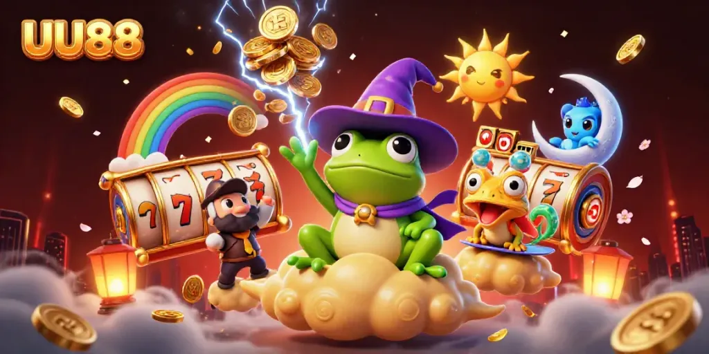 Experience thrilling gaming moments with UU88's vibrant casino scene featuring enchanted characters.