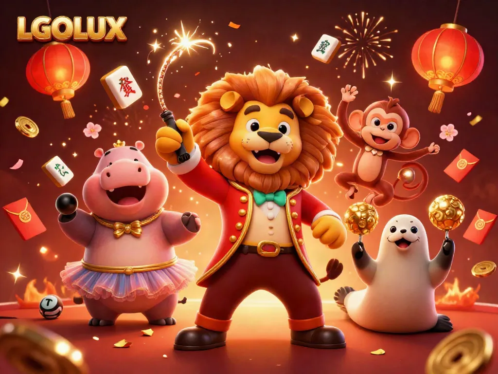 Experience thrilling gameplay at LGOLUX with a vibrant casino scene showcasing iconic characters and festive elements