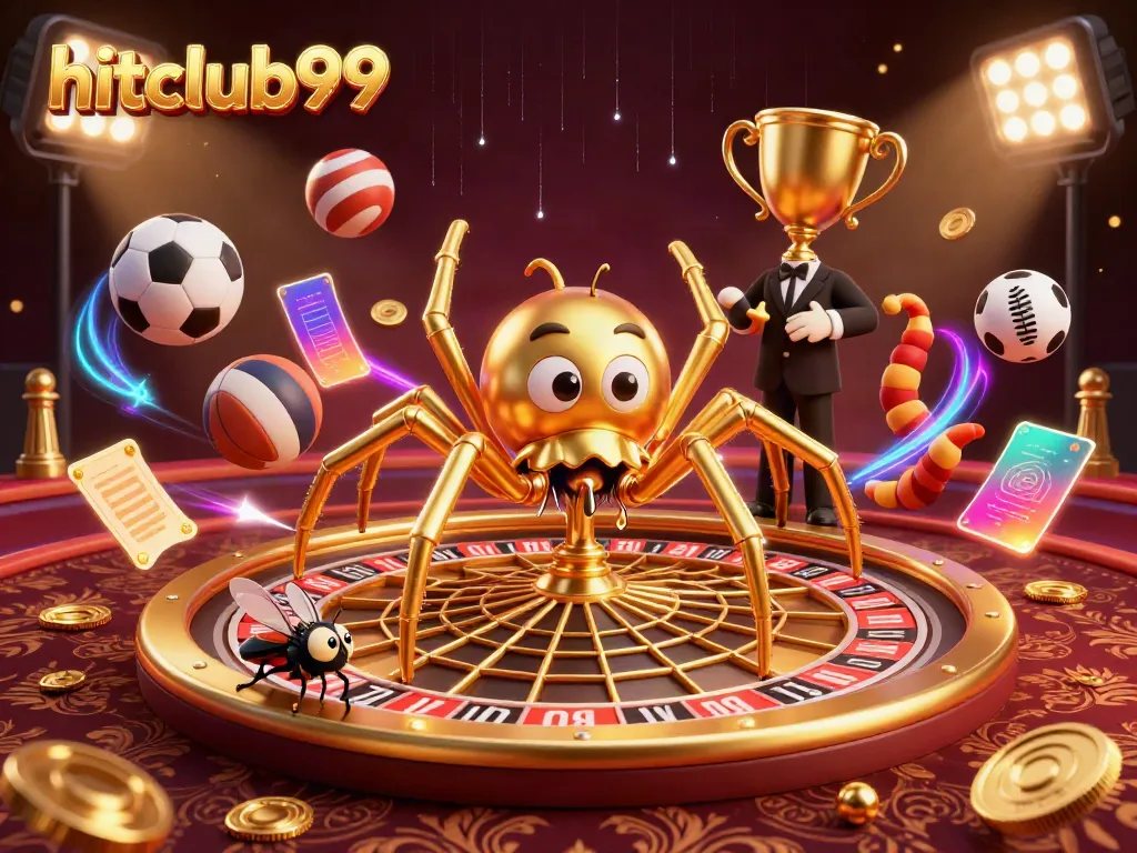 Place bets at Hitclub99 with a thrilling casino scene featuring dynamic characters and game elements.