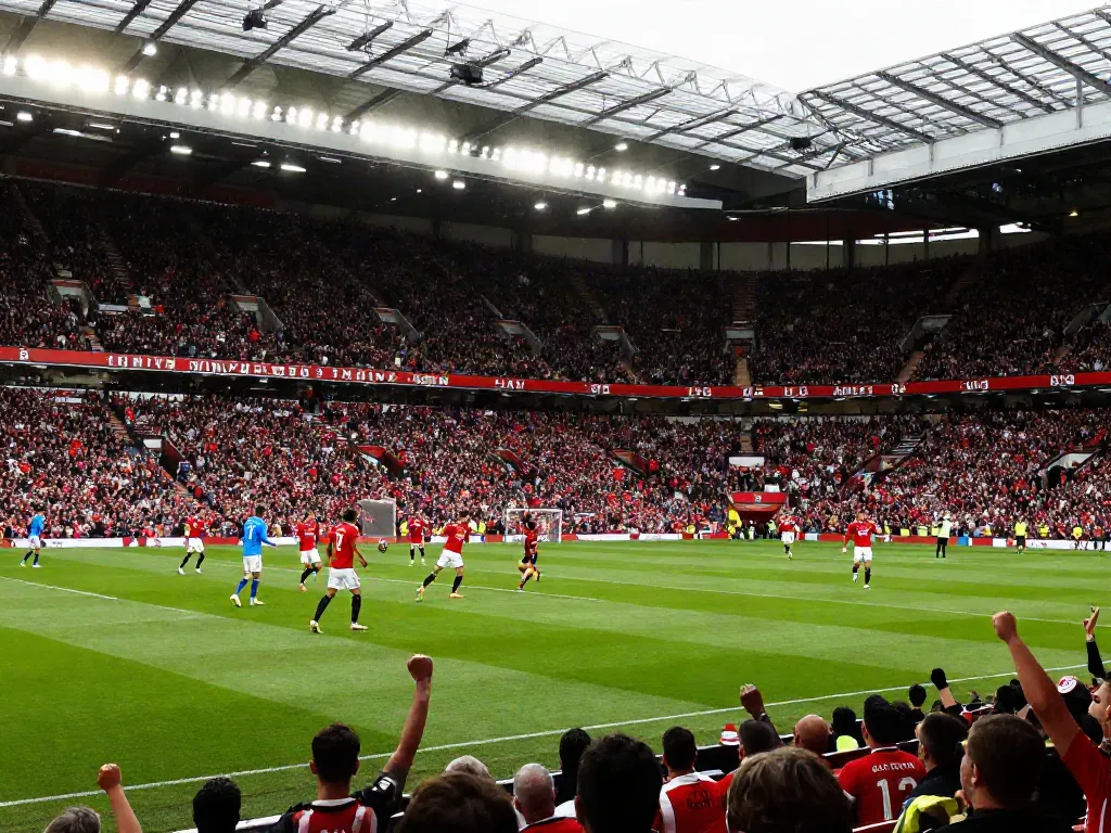 แมนยู vs ลิเวอร์พูล fierce football rivalry highlighted in a dramatic match scene.
