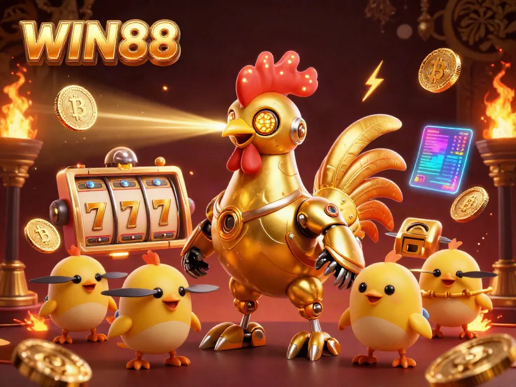 Experience thrilling jackpots with WIN88 in an electrifying animated casino environment.