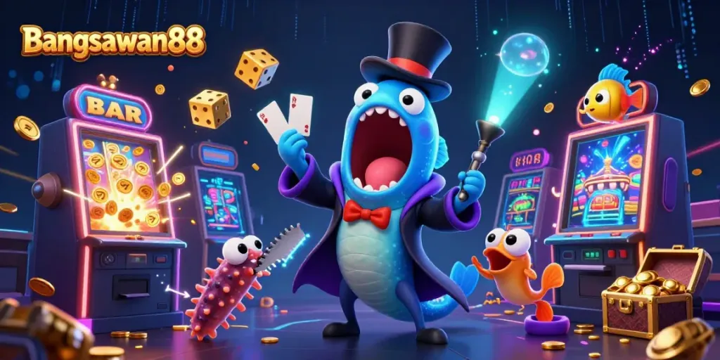 Engage with Bangsawan88, featuring a vibrant casino scene with magical sea creatures and thrilling jackpot elements.