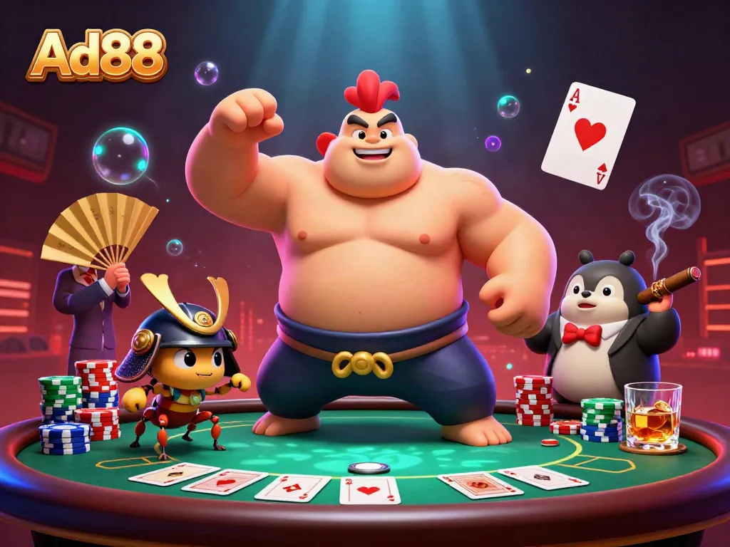 Experience thrilling gameplay at Ad88 with lively characters in an engaging poker scene.