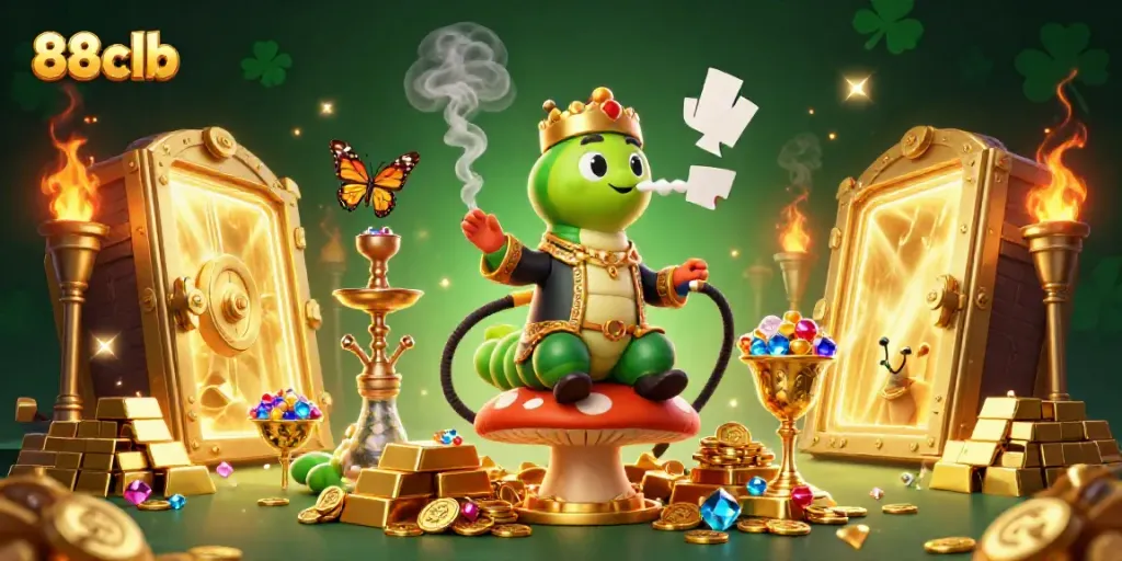 Experience the vibrant world of 88clb with a whimsical illustration of casino-themed characters.