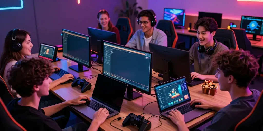 Pengguna POHON4D menikmati permainan online di ruang gaming yang hidup.