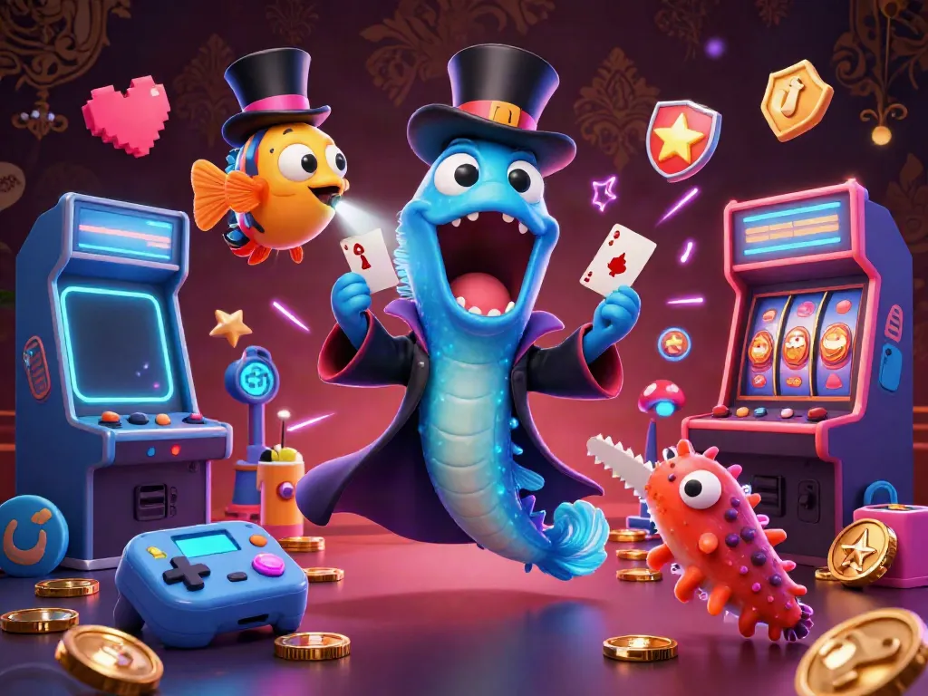 Engaging 3D illustration of RIKBET featuring ocean creatures in a casino setting, highlighting exciting gambling action.