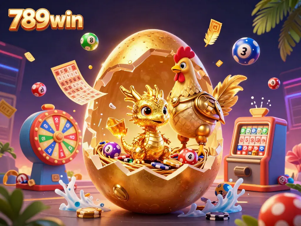 Experience the thrill of winning with 789win's vibrant gaming atmosphere featuring a golden baby dragon and poker chips.