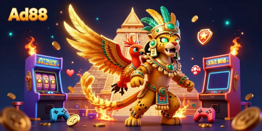 Engage in thrilling gameplay at Ad88 with vibrant 3D casino elements and stunning illustrations.