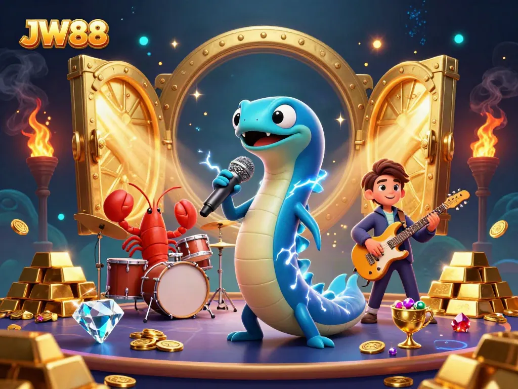 Experience the thrilling atmosphere of JW88 with an electric eel DJ and band in an underwater casino.