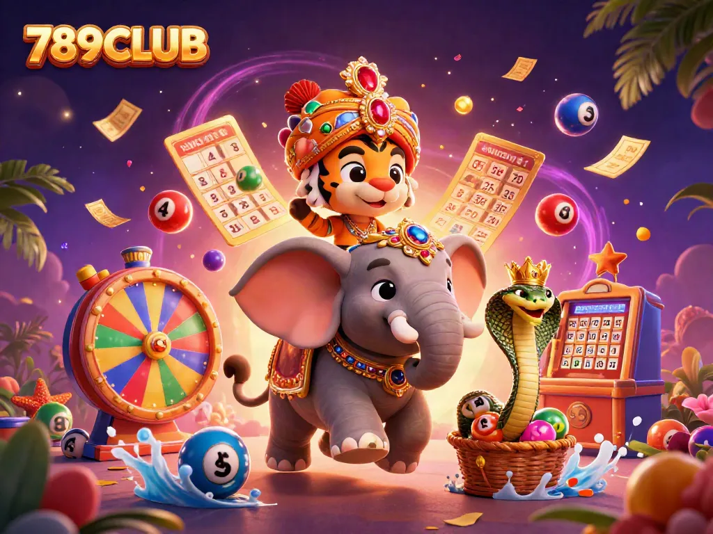 Engage with exciting gameplay at 789CLUB, featuring a vibrant scene of a maharaja tiger and jewel-encrusted elements.