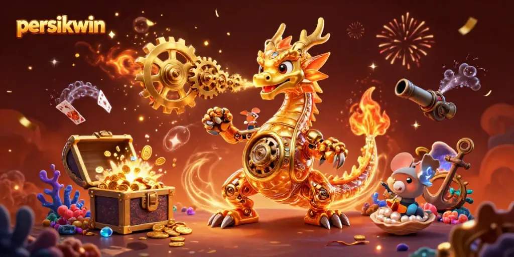 Permainan seru bersama persikwin dengan naga emas mekanik dan peti harta karun penuh koin!